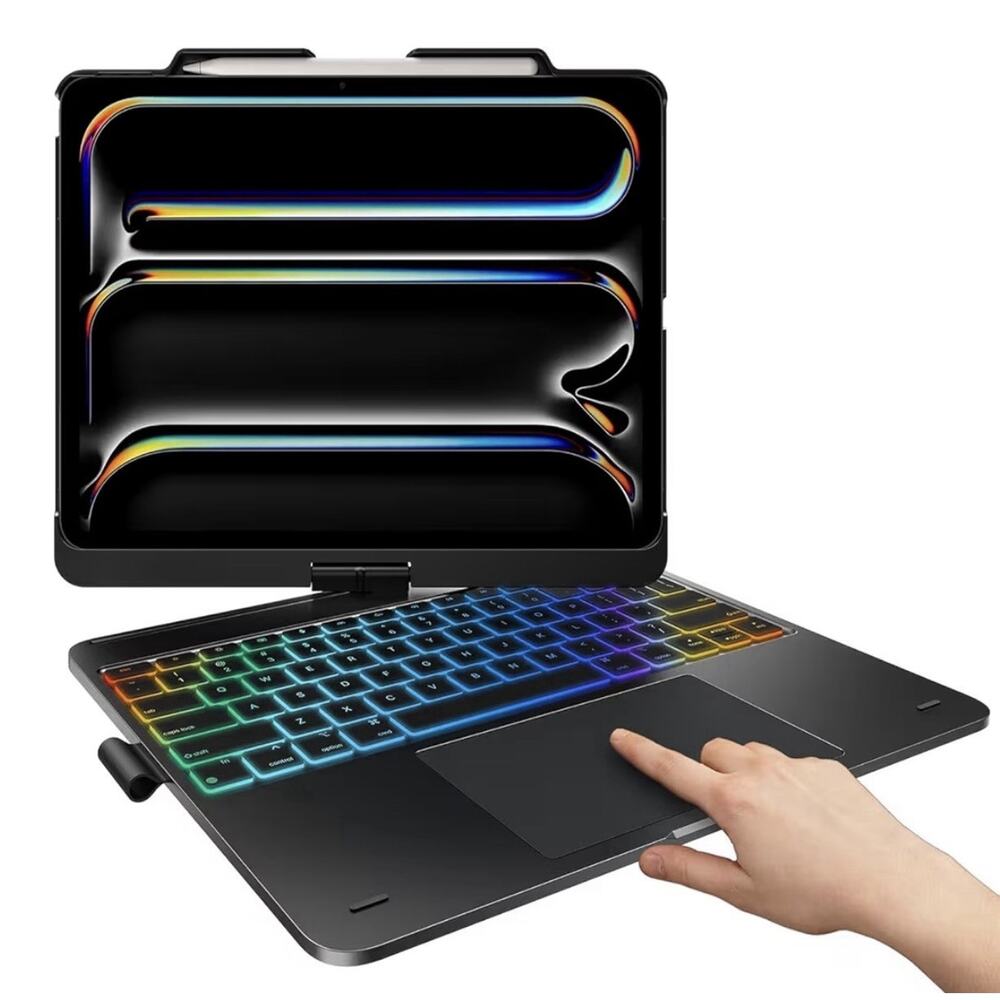 Typecase Flexbook Touch iPad Keyboard Case 12.9 13” Backlit Trackpad Black